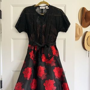 Anthropologie Byron Lars designer dress “Beauty Mark” in red and black.